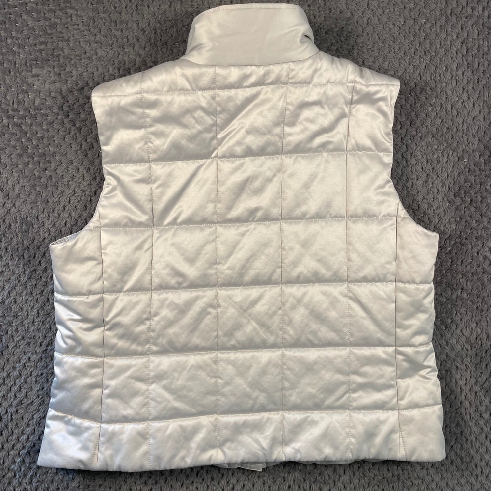 Lauren Ralph Lauren Quilted Puffer Vest Silver Snap Front XL Outdoor Casual - Picture 8 of 11